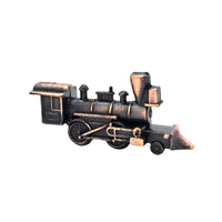 WowToyz® Locomotive Keychain Assortment short bronze train with 3 wheels pointing right - compact locomotive keychain design