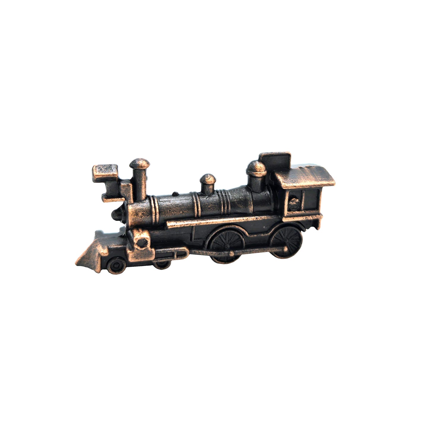 WowToyz® Locomotive Keychain Assortment long bronze train with 4 wheels pointing left - detailed train keychain for collectors