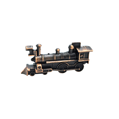 WowToyz® Locomotive Keychain Assortment long bronze train with 4 wheels pointing left - detailed train keychain for collectors