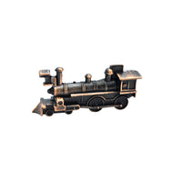 WowToyz® Locomotive Keychain Assortment long bronze train with 4 wheels pointing left - detailed train keychain for collectors