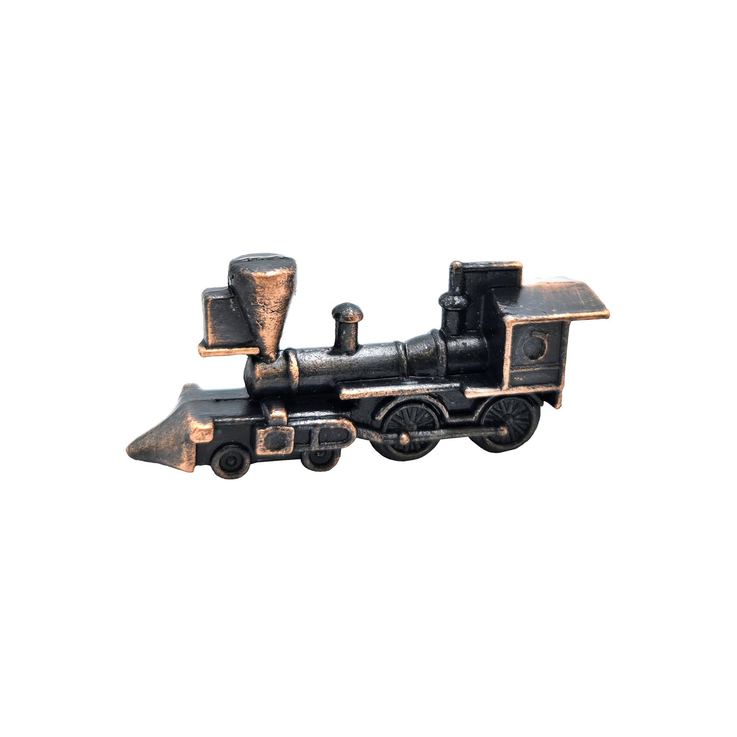 WowToyz® Locomotive Keychain Assortment bronze train with circle window pointing left - stylish train keychain with vintage design
