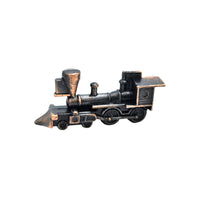 WowToyz® Locomotive Keychain Assortment bronze train with circle window pointing left - stylish train keychain with vintage design