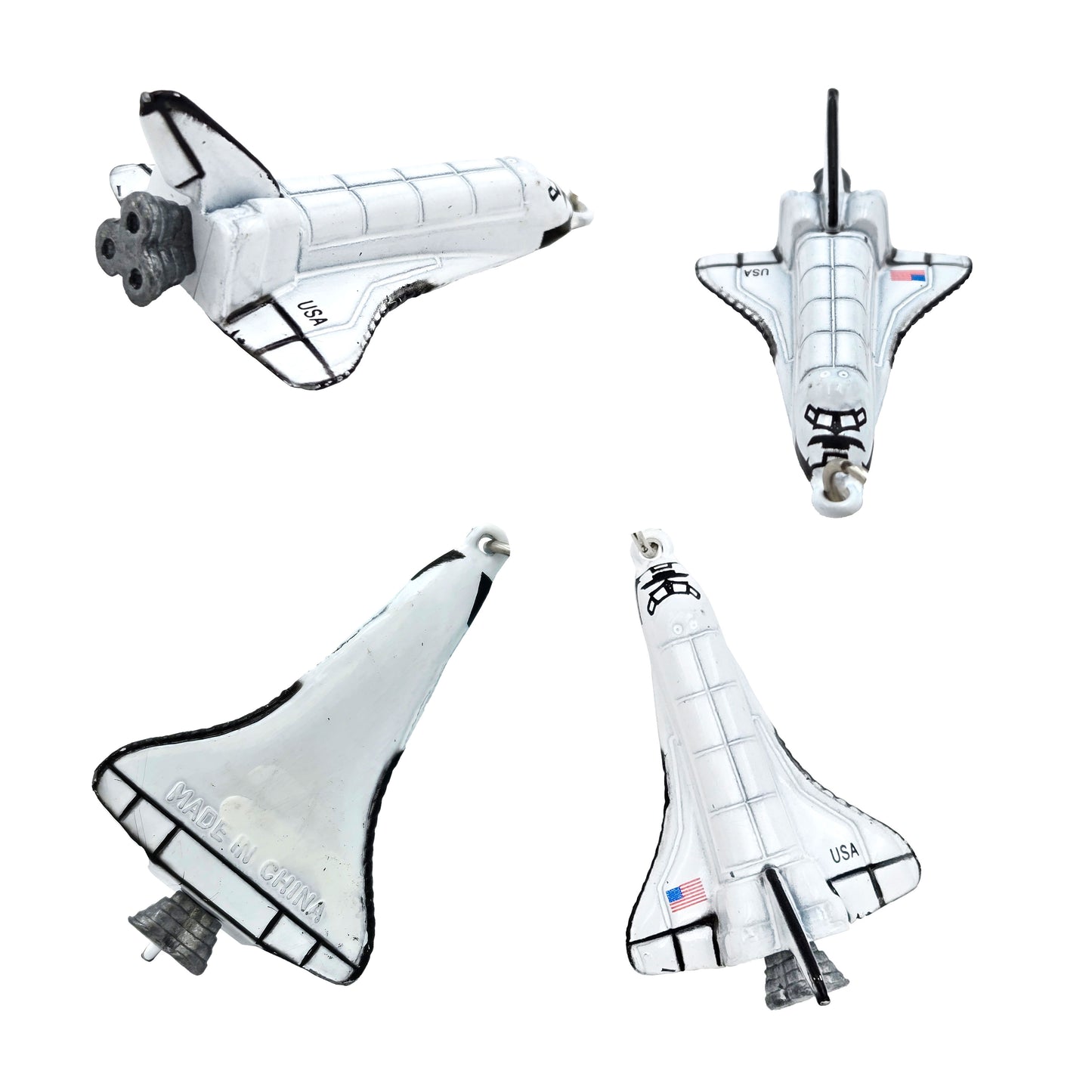 WowToyz Space Keychain Assortment – Four Views of Space Shuttle Keychain with Chain