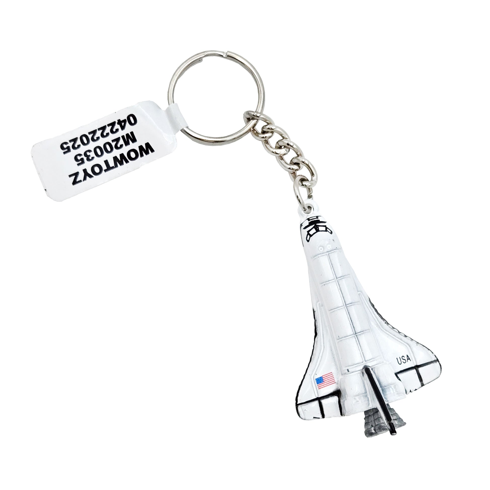 WowToyz Space Shuttle Keychain – Angled Left View with Chain Extended
