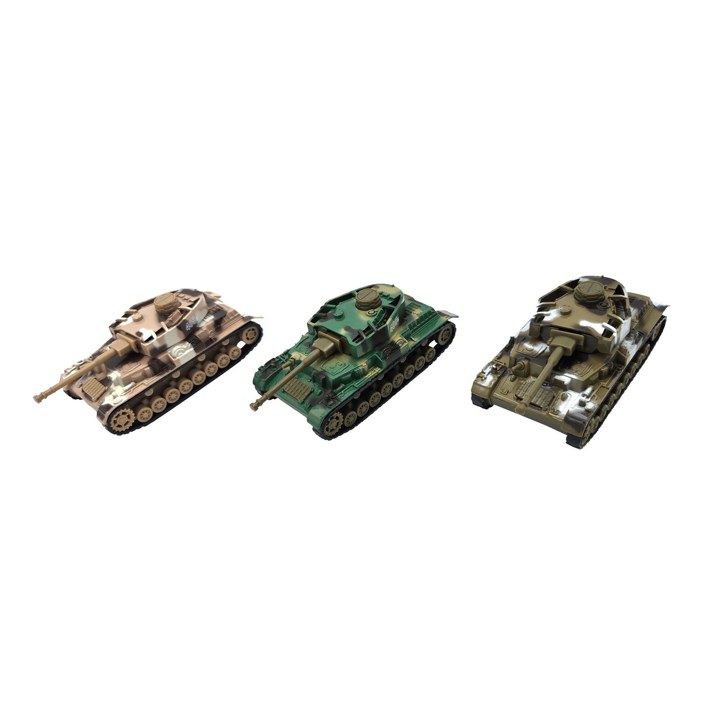 WowToyz® Power Tank Pullbacks angled left view - friction-powered military tank toy with detailed design
