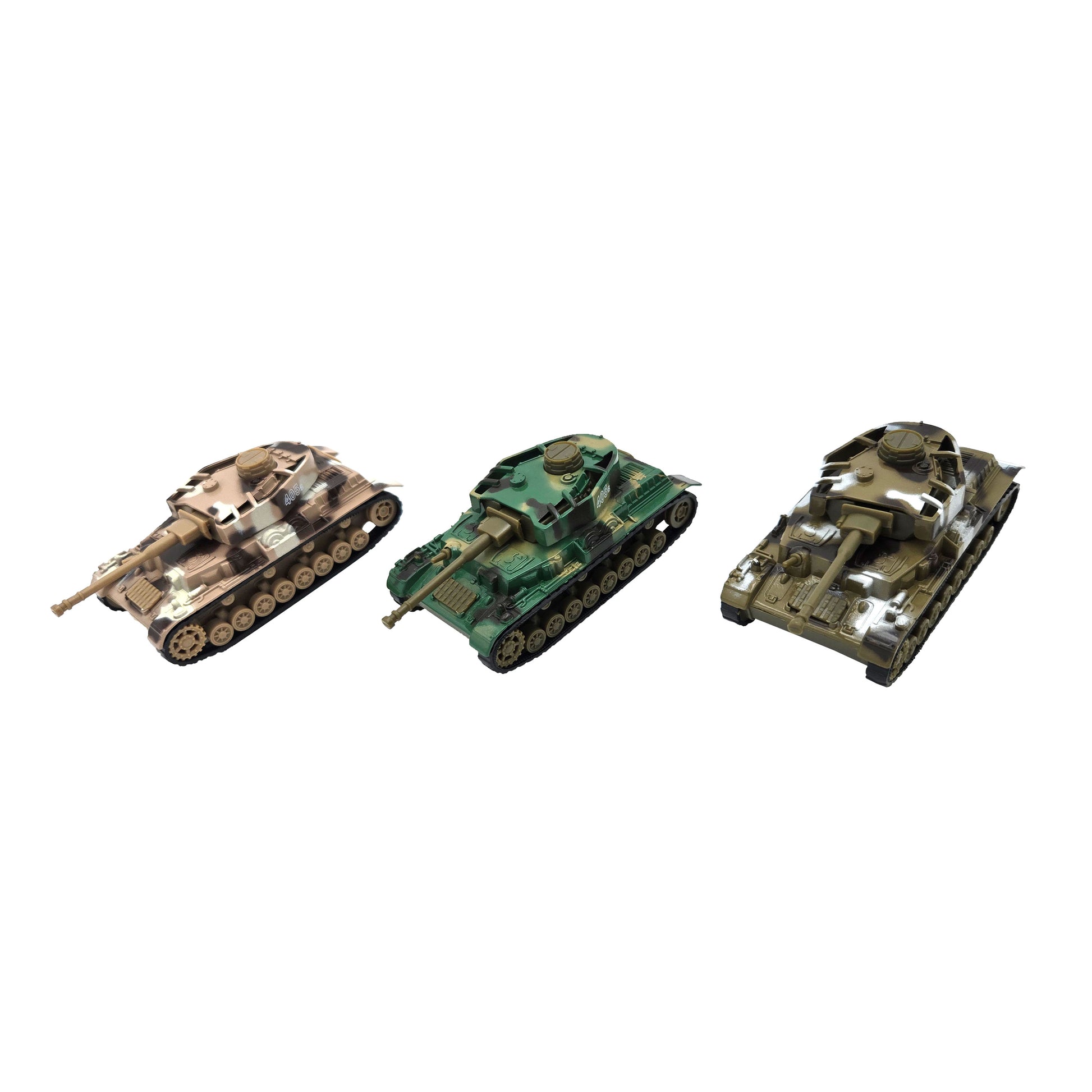 WowToyz® Power Tank Pullbacks angled left view - friction-powered military tank toy with detailed design