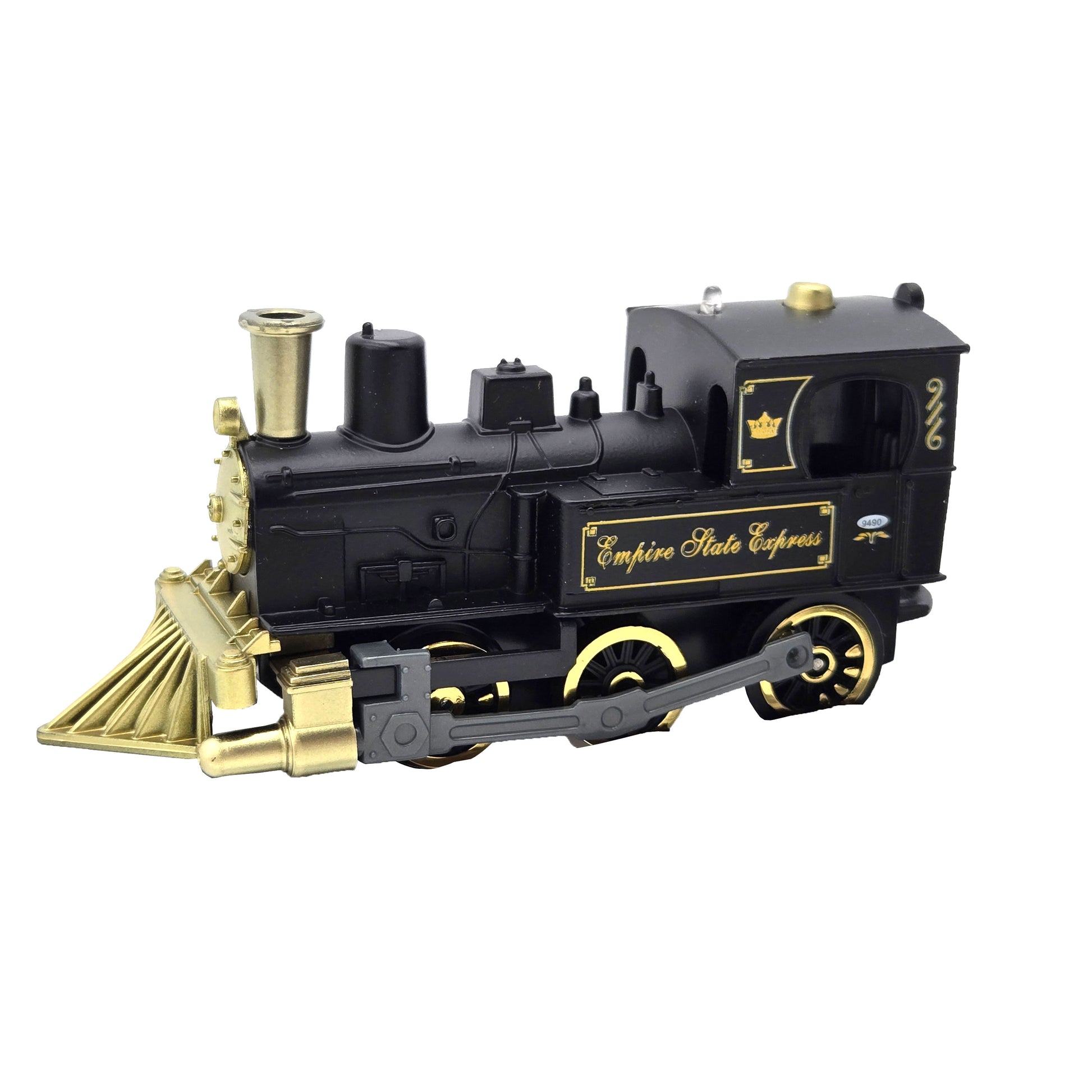 WowToyz® Lights & Sounds Classic Engine Pullback black train left view - classic pullback locomotive with sound effects