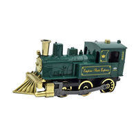 WowToyz® Lights & Sounds Classic Engine Pullback green train left view - fun pullback train toy with realistic details