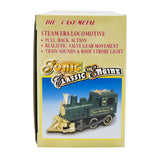 WowToyz® Lights & Sounds Classic Engine Pullback side view in box - collectible train toy with pullback action