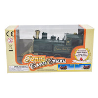 WowToyz® Lights & Sounds Classic Engine Pullback back view in box - product details and features of interactive train toy