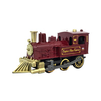 WowToyz® Lights & Sounds Classic Engine Pullback red train left view - friction-powered train toy with lights and sounds