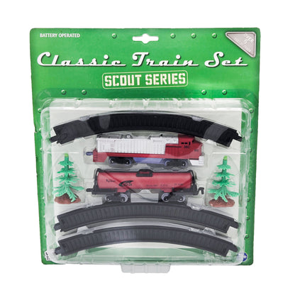 WowToyz® Scout Series Classic Train Set 10-pc train set with trees in packaging - classic toy locomotive with accessories