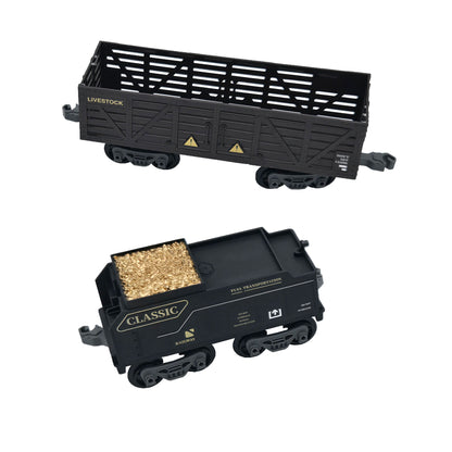 WowToyz R/C Steam Train Set – Livestock and Coal Cars Side View