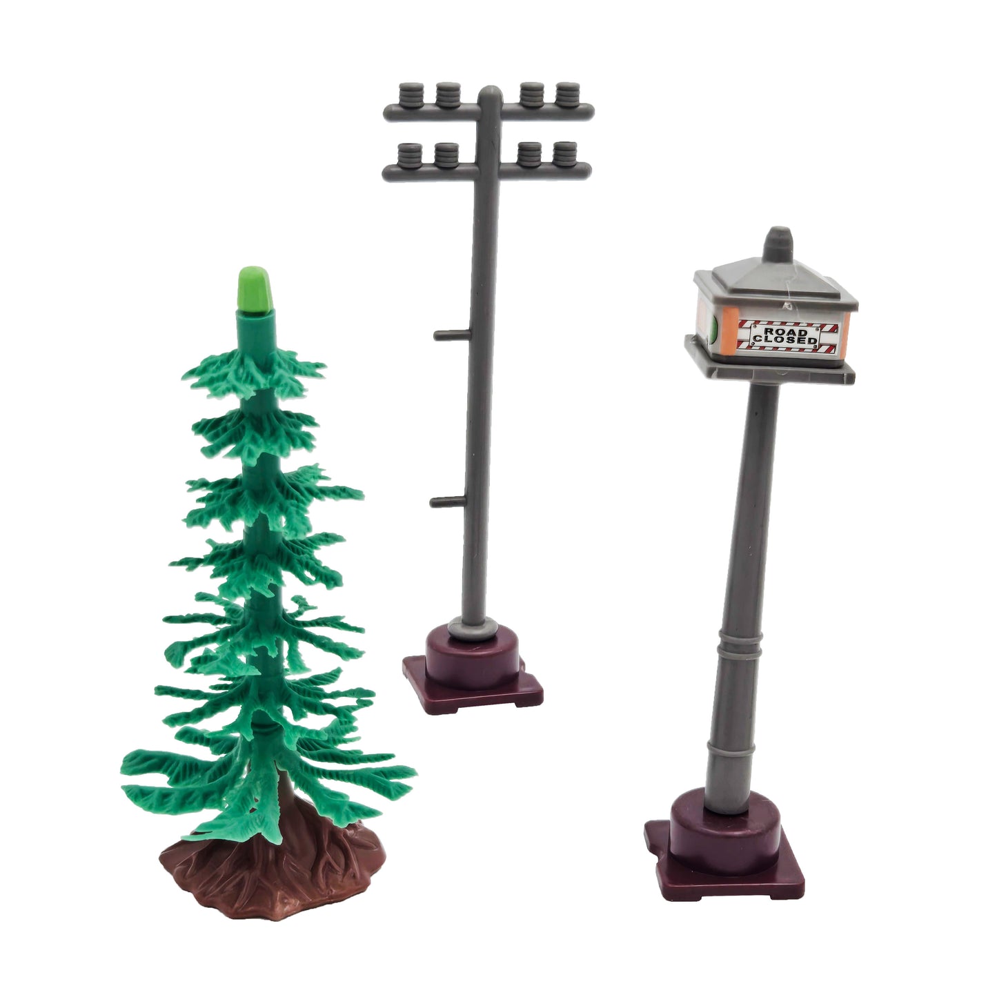 WowToyz R/C Steam Train Set – Trees, Sign, and Utility Post Detail
