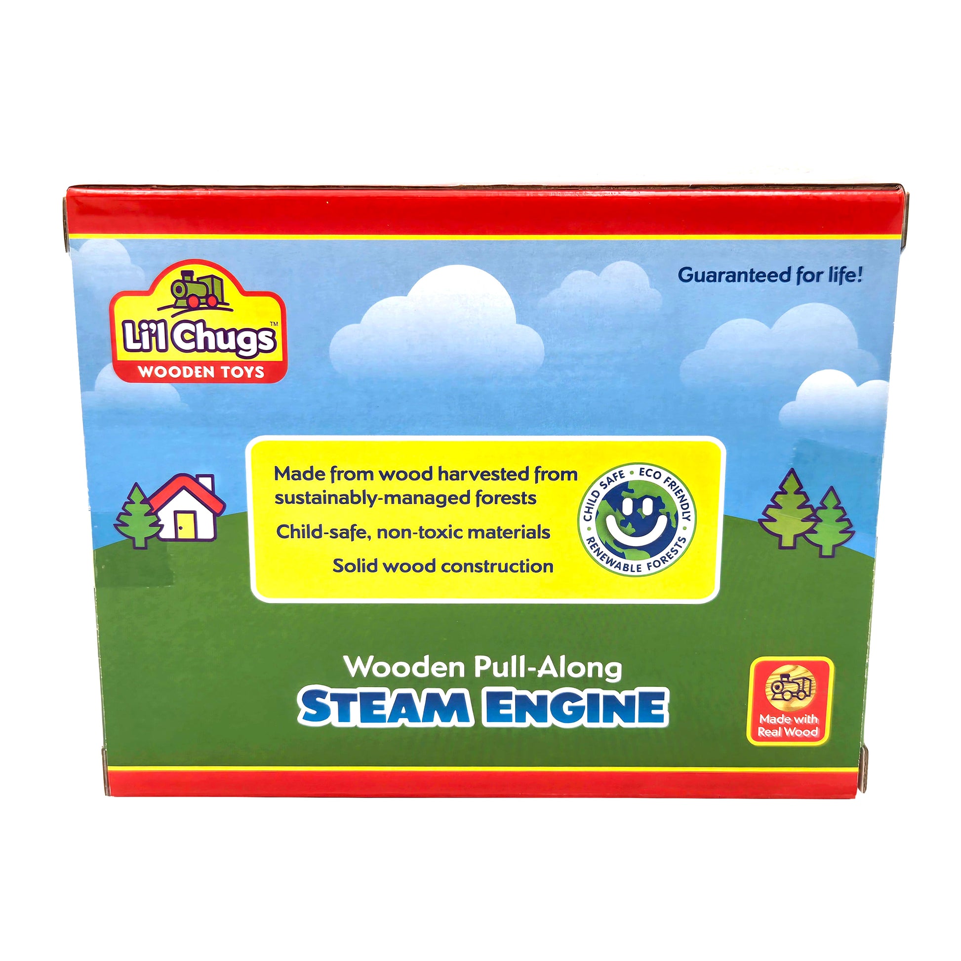 WowToyz® Li'l Chugs™ Pull-Along Steam Engine back side panel view - interactive toy with pull-along action