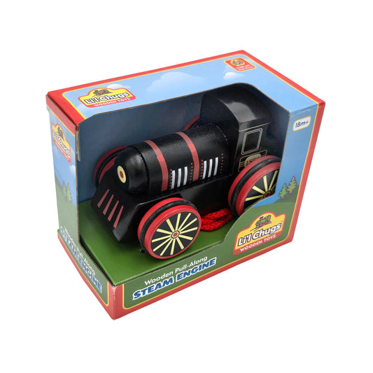 WowToyz® Li'l Chugs™ Pull-Along Steam Engine in box - classic toy train for toddlers and young children