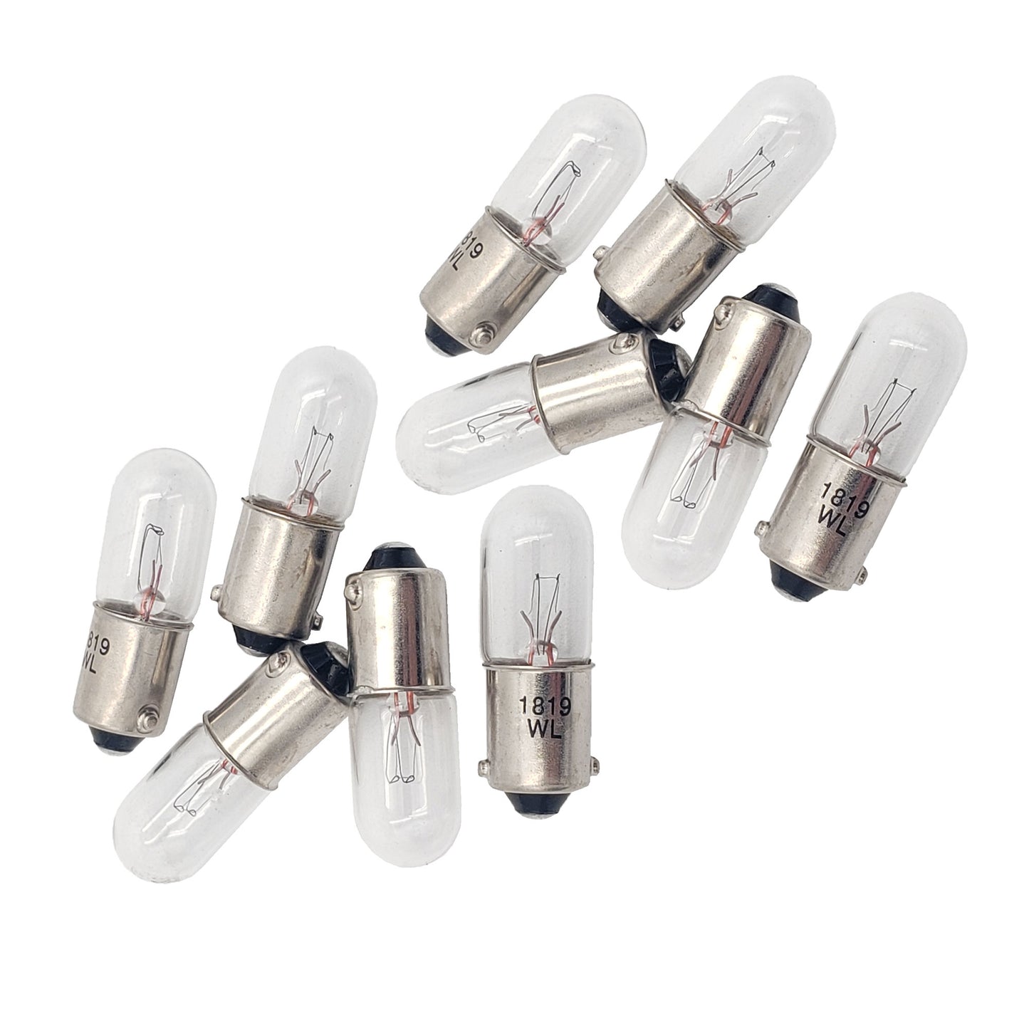 Ten Wamco WL-1819 miniature aircraft lamps with T-3 1/4 clear bulbs and BA9s bayonet bases