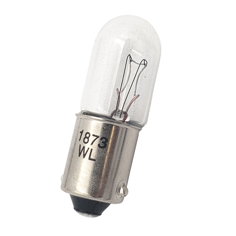 Wamco WL-1873 miniature aircraft lamp with T-3 1/4 clear glass bulb and BA9s bayonet base