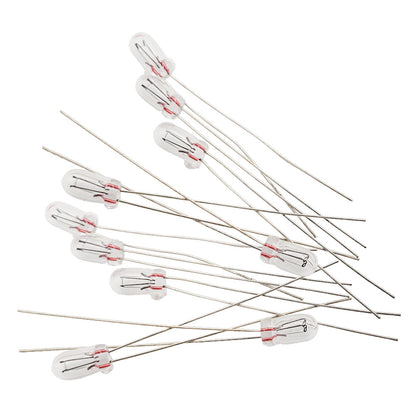Ten Wamco WL-6838AS15 TPL T-1 wire lead subminiature aircraft lamps with clear glass bulbs