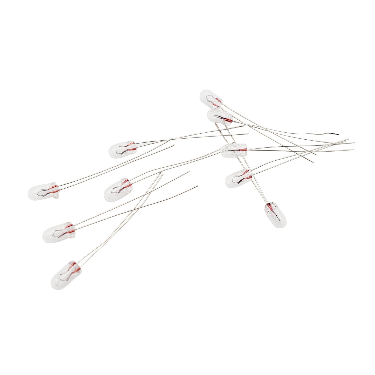 Ten Wamco WL-683AS15 subminiature aircraft lamps with T-1 glass bulbs and wire leads