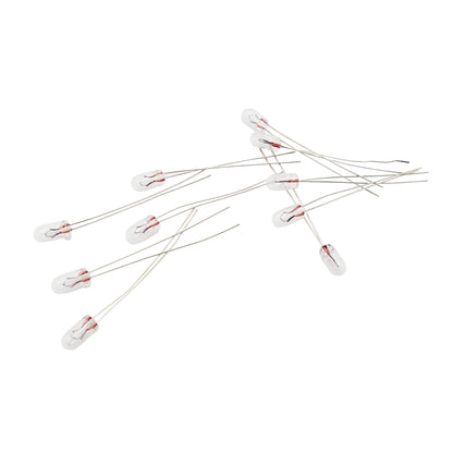 Ten Wamco WL-683AS15 subminiature aircraft lamps with T-1 glass bulbs and wire leads