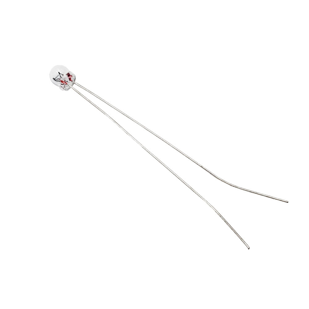 Wamco 7009 subminiature aircraft lamp with clear glass bulb and extra-long wire leads.