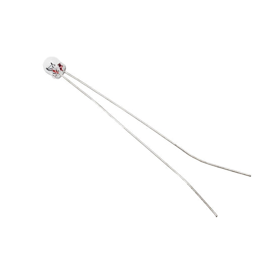 Wamco 7009 subminiature aircraft lamp with clear glass bulb and extra-long wire leads.