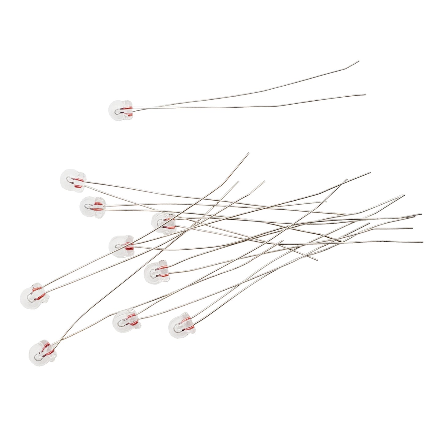 Ten Wamco WL-7132AS15 TPL subminiature aircraft lamps with wire terminal leads.