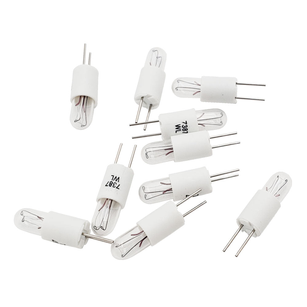 en Wamco WL-7387 T-1 3/4 bi-pin aircraft indicator lamps with white plastic bases