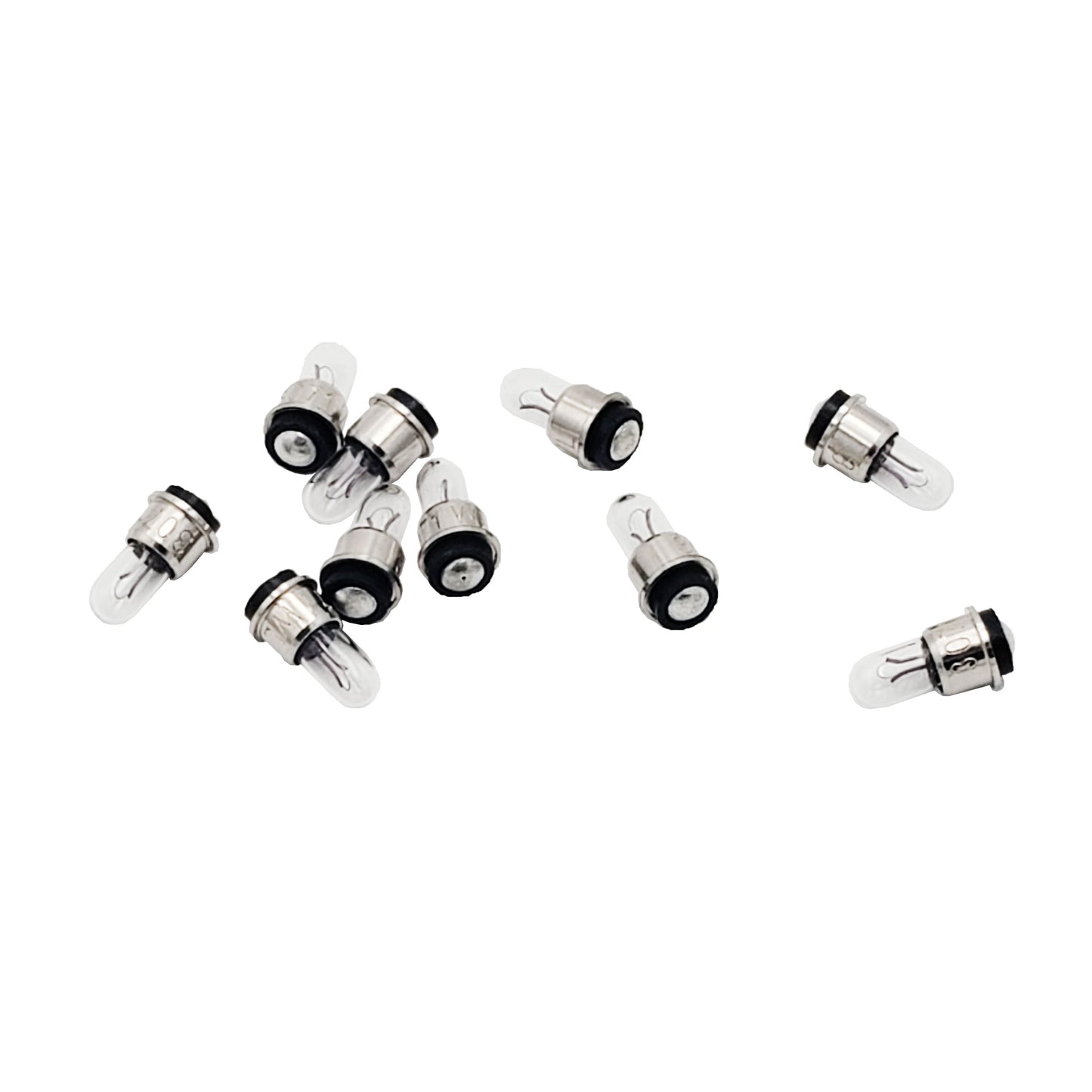 Ten Wamco WL-3071 subminiature aircraft lamps with midget flange bases displayed on a white background.