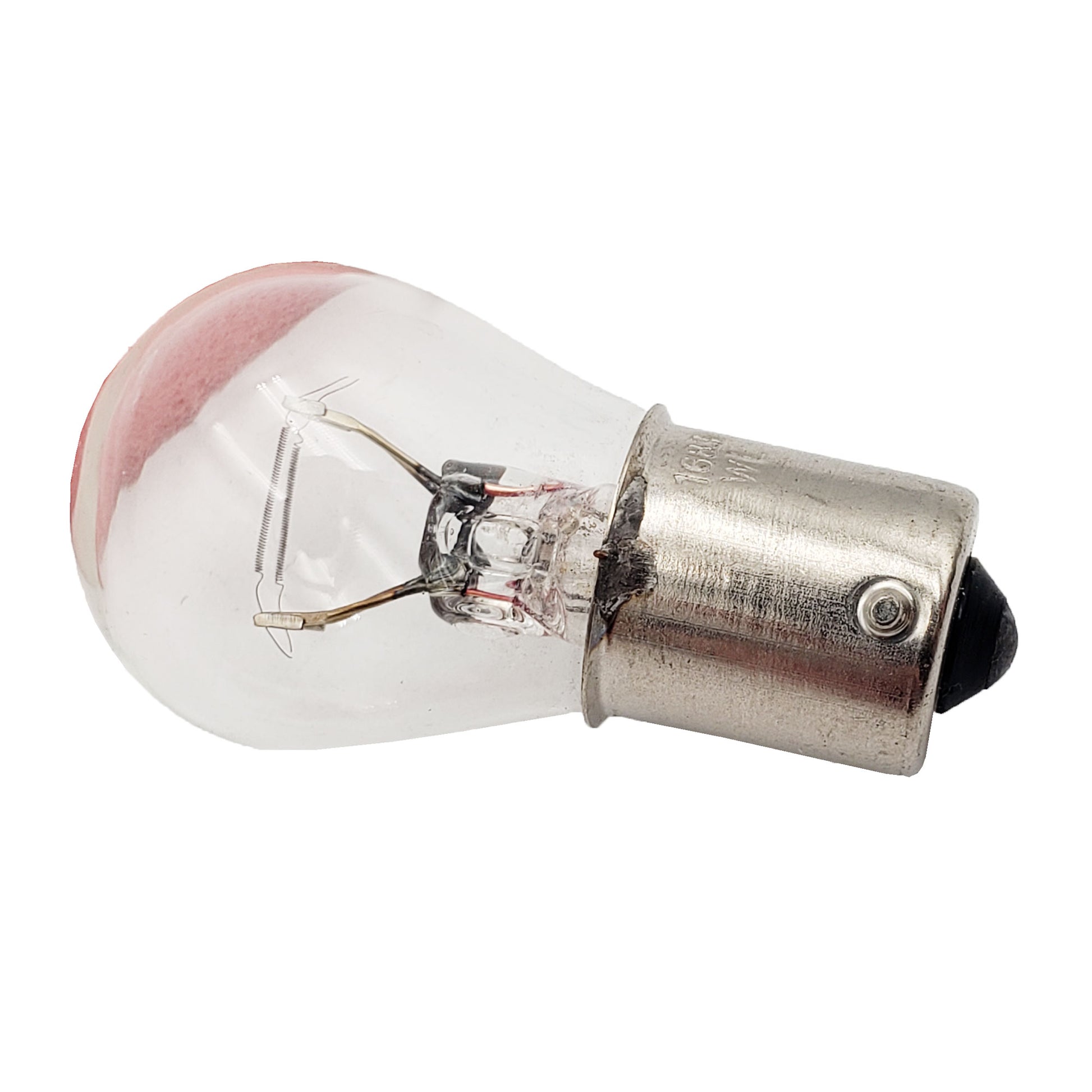 Close-up of Wamco 1683 miniature aircraft lamp showing clear S-8 bulb, visible filament, and BA15s bayonet base stamped ‘1683 WL’