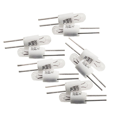 Ten Wamco WL-3071BPE T-1 bi-pin subminiature aircraft lamps displayed on a white background