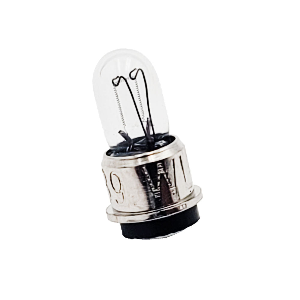 Wamco WL-6839 subminiature aircraft lamp with clear T-1 glass bulb, midget flange base, and single center contact
