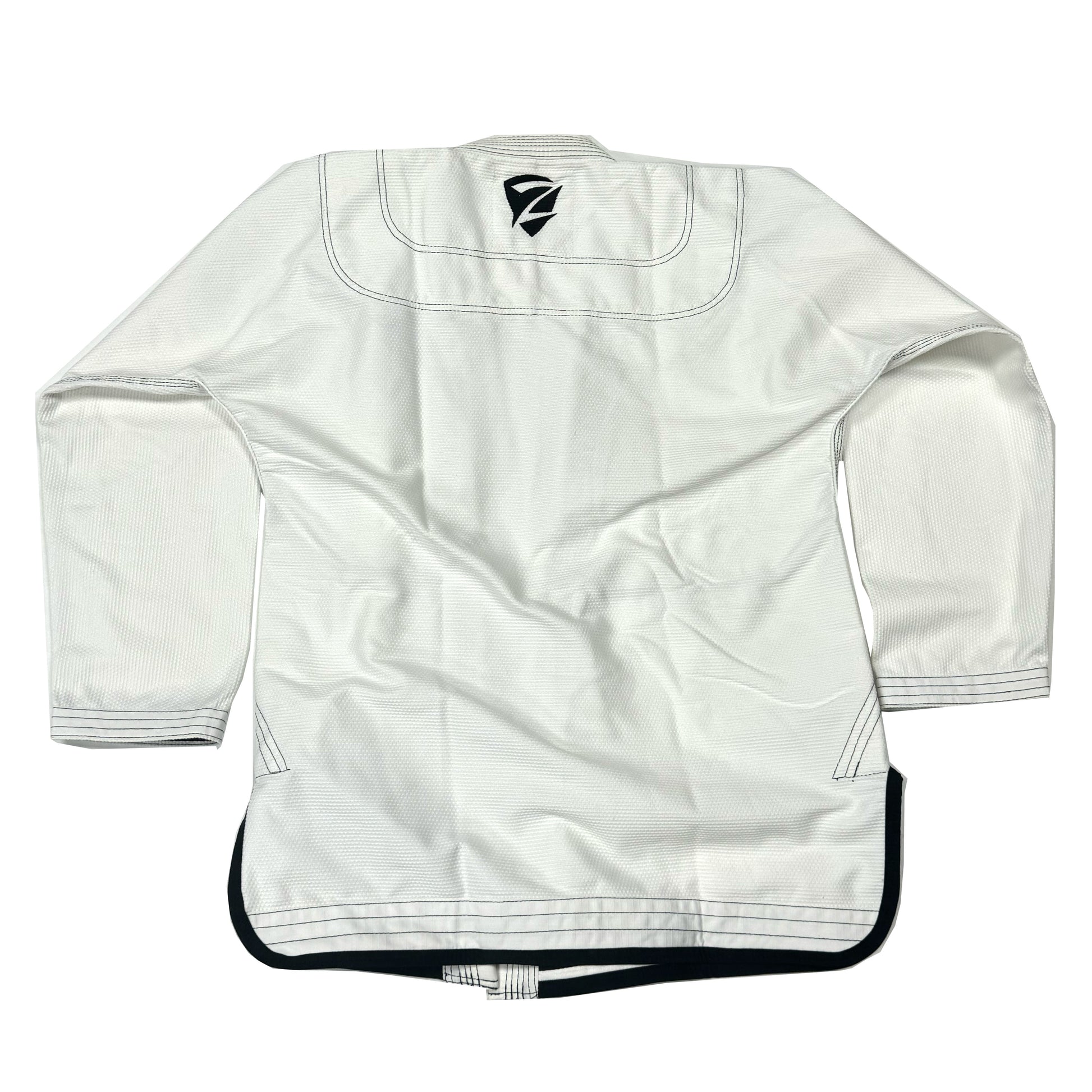 Zed Honra Women’s Alpha Gi – Back View of White BJJ Kimono Jacket with Reinforced Stitching