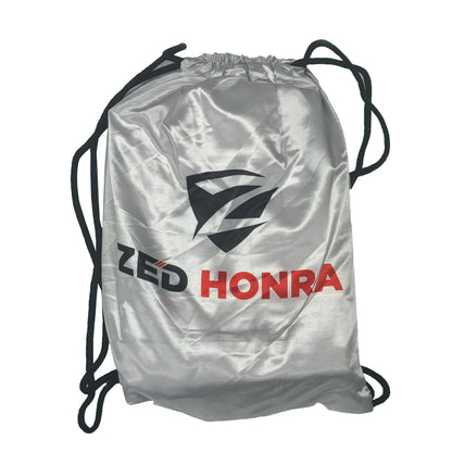 Zed Honra Women’s Alpha Gi – Front View of White Gi Carry Bag with Drawstring Closure