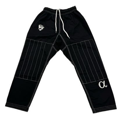 Zed Honra Youth Alpha Gi – Front View of Black BJJ Ripstop Pants with Reinforced Stitching