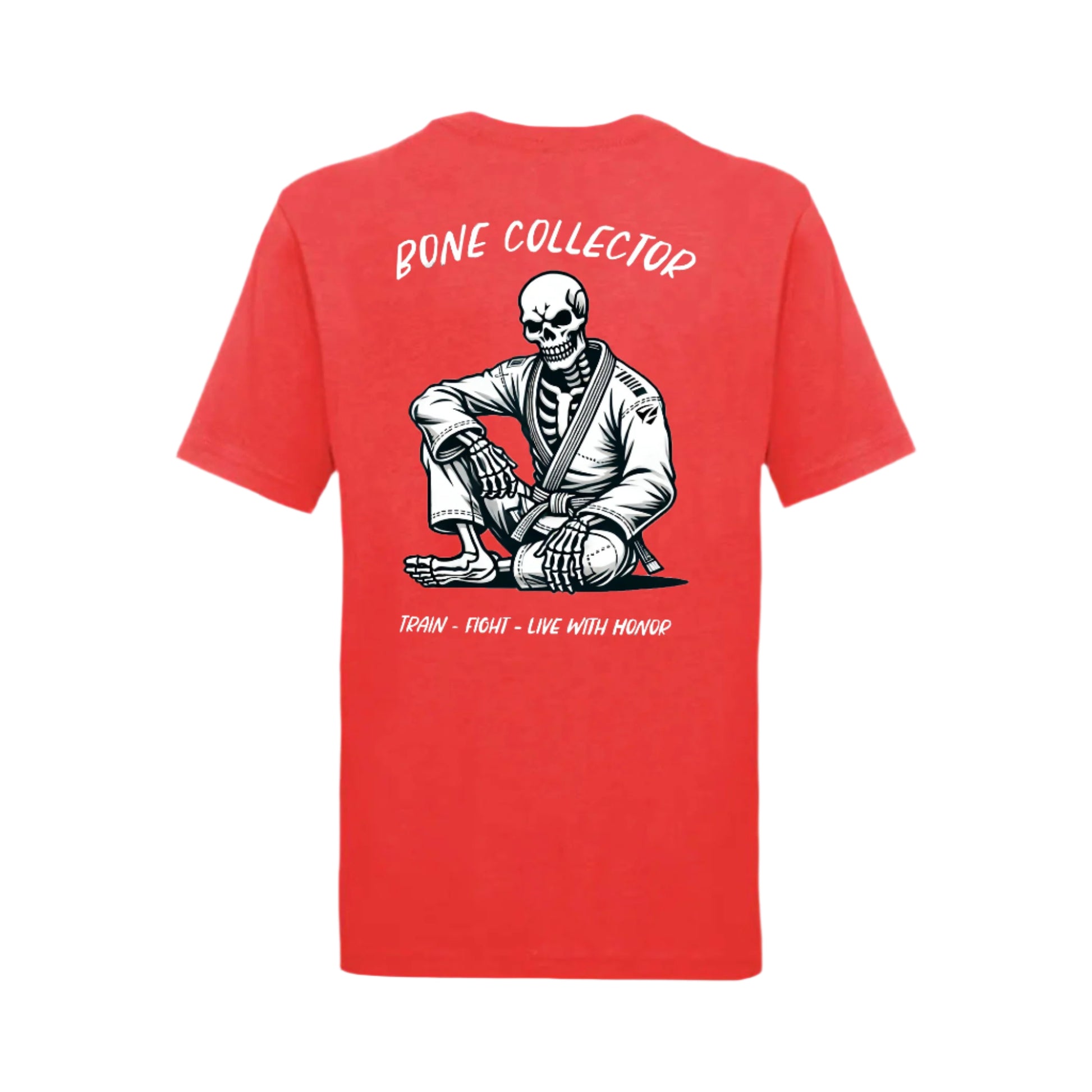 Zed Honra ‘Bone Collector’ Youth Jiu-Jitsu T-Shirt in Vintage Red – Back View