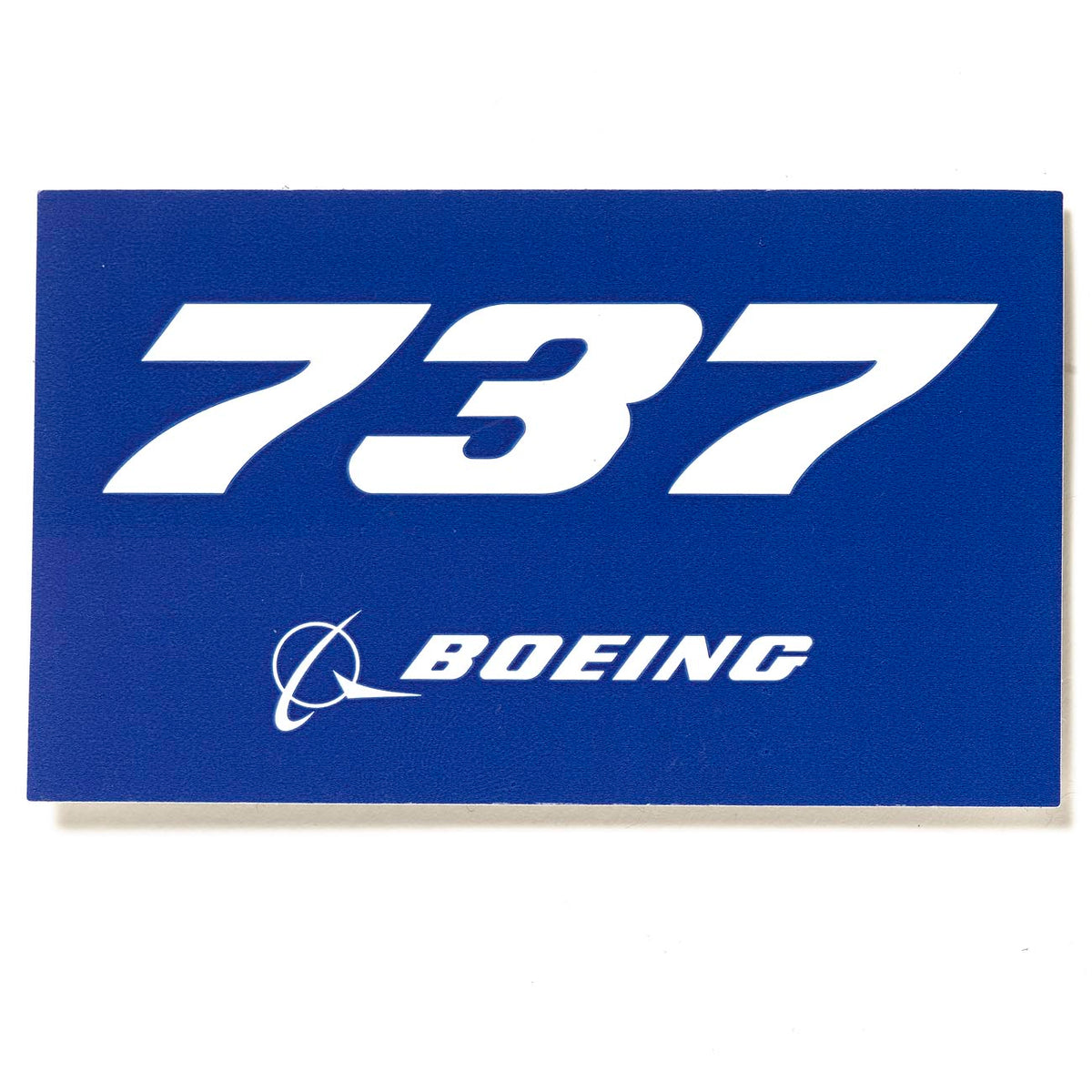 Boeing 737 Blue Sticker with white 737 numerals and Boeing logo on a blue background