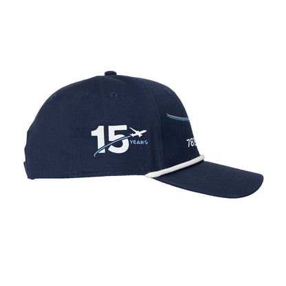 Boeing 787 Dreamliner 15th Anniversary Rope Hat side anniversary graphic
