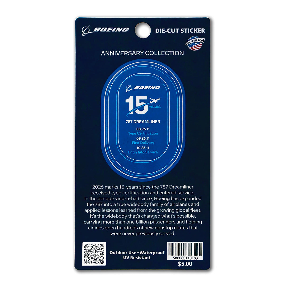 Boeing 787 Dreamliner 15th Anniversary Sticker