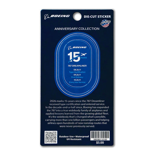 Boeing 787 Dreamliner 15th Anniversary Sticker