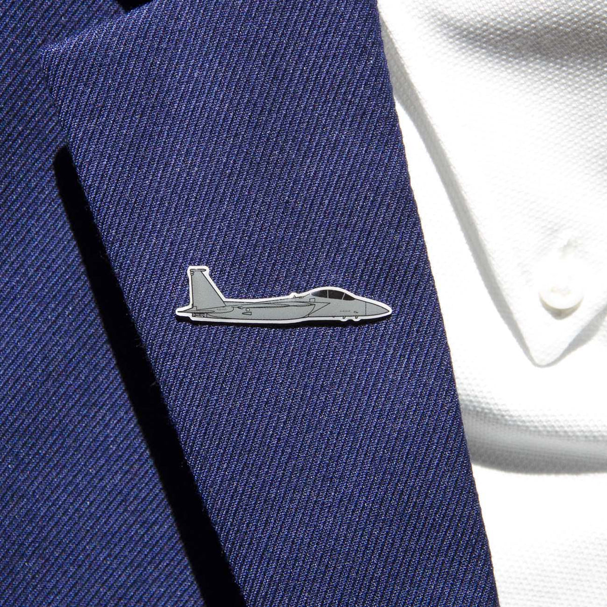 Boeing Illustrated F-15 Eagle Lapel Pin reverse view with Boeing branding