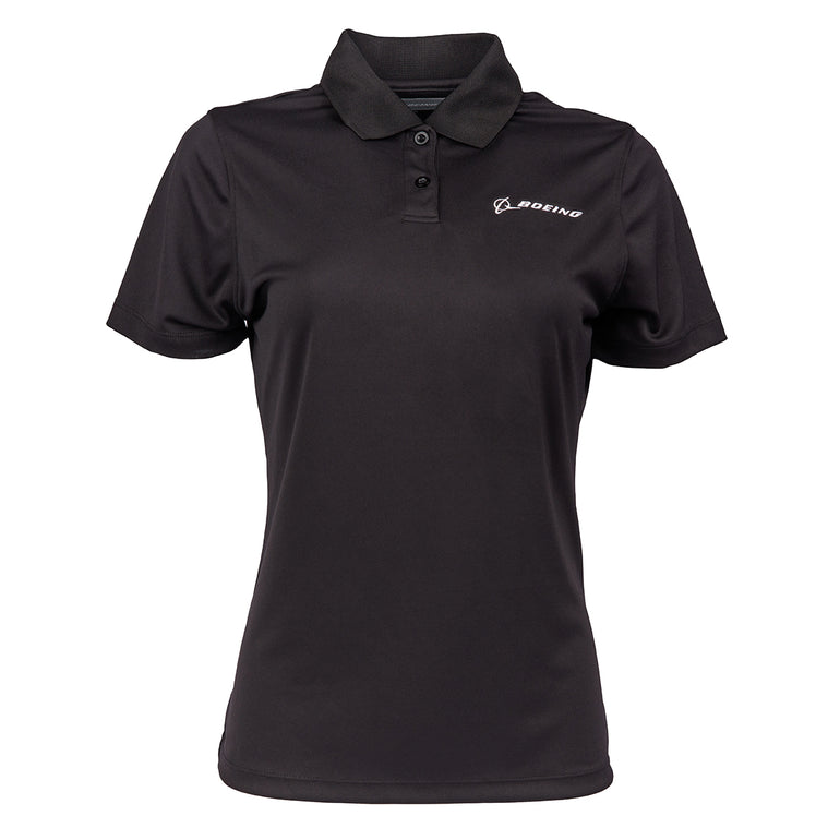 Boeing Signature Logo Women's Mesh Tech Polo in Black