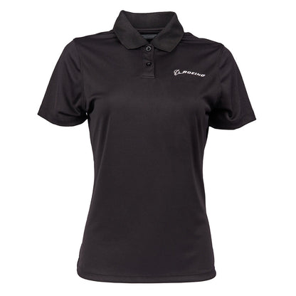 Boeing Signature Logo Women's Mesh Tech Polo in Black