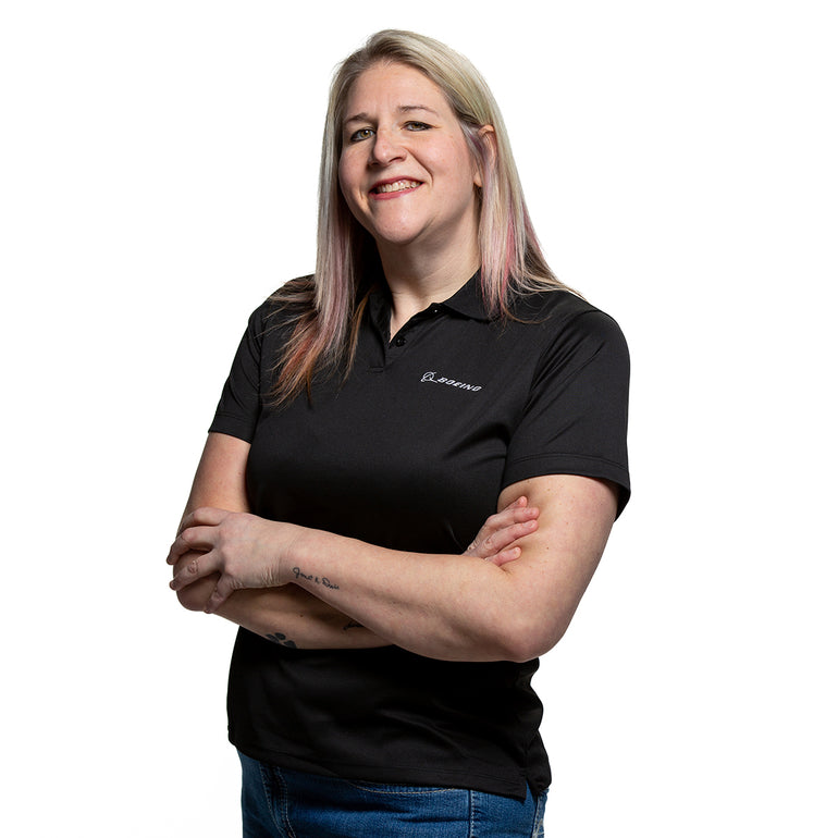 Boeing Signature Logo Women's Mesh Tech Polo detail view