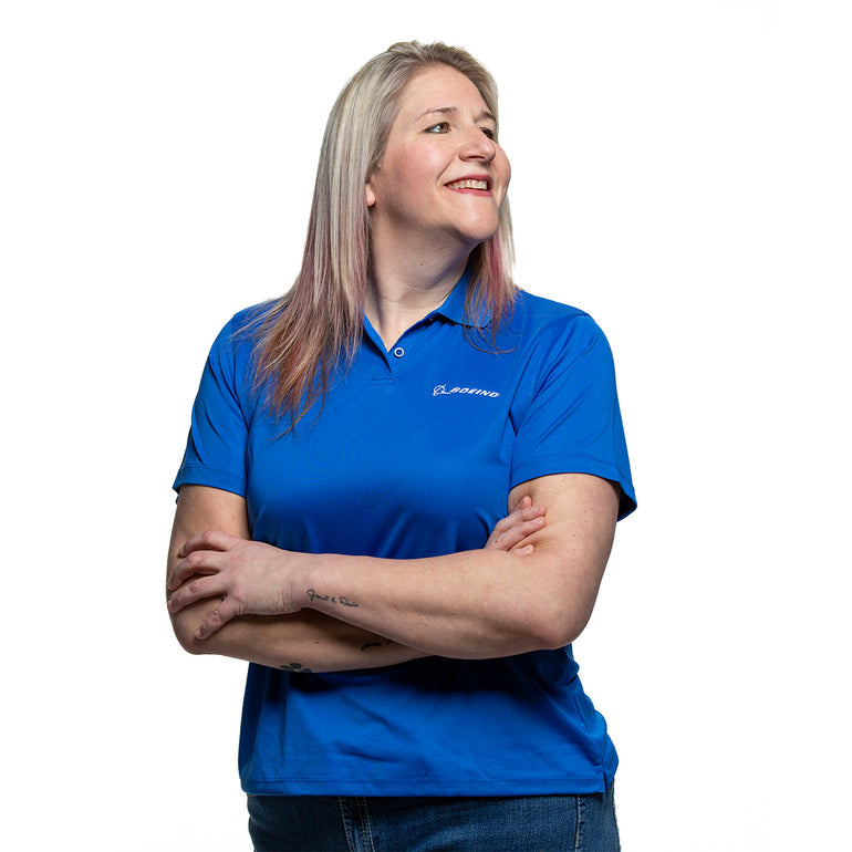 Boeing Signature Logo Women's Mesh Tech Polo alternate detail view