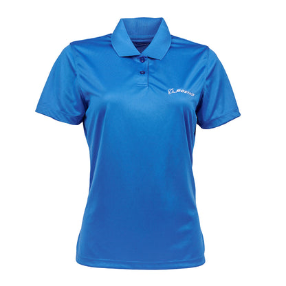 Boeing Signature Logo Women's Mesh Tech Polo in Royal Blue