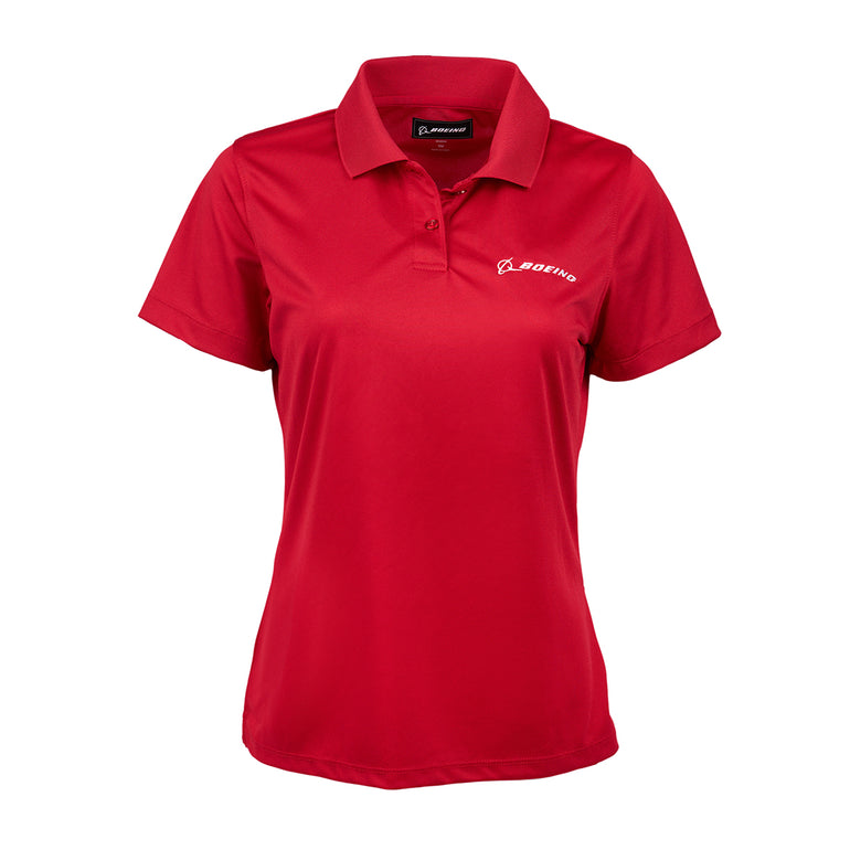 Boeing Signature Logo Women's Mesh Tech Polo in Sport Red
