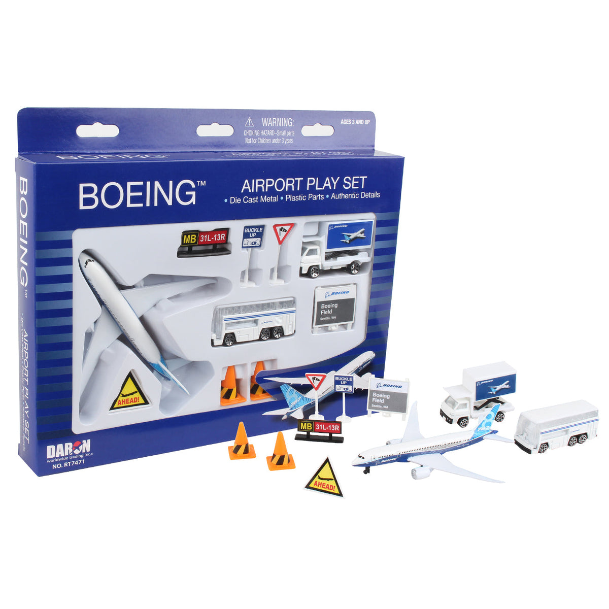 Boeing Commercial Airport Playset with 787 Dreamliner and airport vehicles