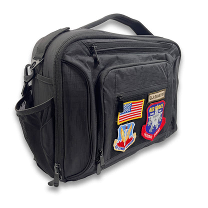 Flight Outfitters Flight Deck Pro pilot flight bag with morale patch panel